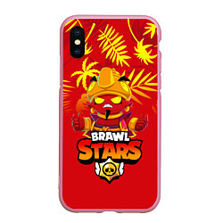 Чехол iPhone XS Max матовый BRAWL STARS EVIL GENE В ЛЕТО, цвет: 3D-розовый