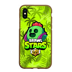 Чехол iPhone XS Max матовый BRAWL STARS SPIKE СПАЙК, цвет: 3D-коричневый