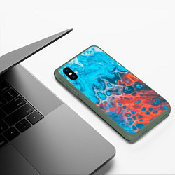 Чехол iPhone XS Max матовый Цветные разводы, цвет: 3D-темно-зеленый — фото 2