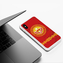 Чехол iPhone XS Max матовый Киргизия, цвет: 3D-белый — фото 2