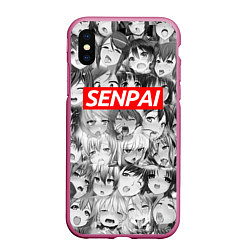 Чехол iPhone XS Max матовый SENPAI СЕНПАЙ, цвет: 3D-малиновый