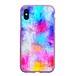 Чехол iPhone XS Max матовый НЕОНОВЫЕ ПОТЕРТОСТИ, цвет: 3D-фиолетовый