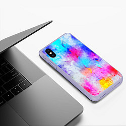 Чехол iPhone XS Max матовый НЕОНОВЫЕ ПОТЕРТОСТИ, цвет: 3D-светло-сиреневый — фото 2