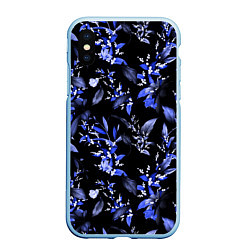 Чехол iPhone XS Max матовый Ночные цветы, цвет: 3D-голубой