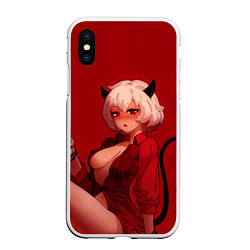 Чехол iPhone XS Max матовый HELLTAKER, цвет: 3D-белый