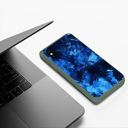 Чехол iPhone XS Max матовый Blue Abstraction, цвет: 3D-темно-зеленый — фото 2