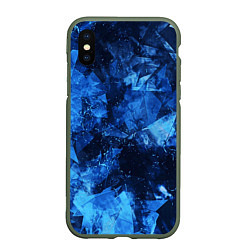 Чехол iPhone XS Max матовый Blue Abstraction, цвет: 3D-темно-зеленый