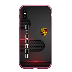 Чехол iPhone XS Max матовый PORSCHE, цвет: 3D-малиновый