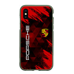 Чехол iPhone XS Max матовый PORSCHE, цвет: 3D-темно-зеленый