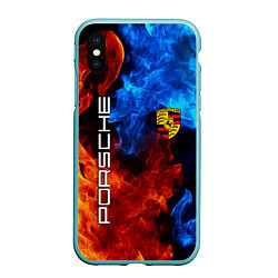 Чехол iPhone XS Max матовый PORSCHE, цвет: 3D-мятный