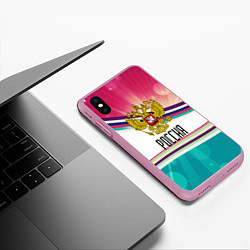 Чехол iPhone XS Max матовый РОССИЯ, цвет: 3D-розовый — фото 2