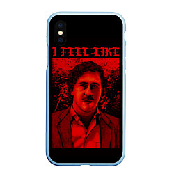 Чехол iPhone XS Max матовый I feel Like Escobar, цвет: 3D-голубой