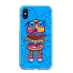 Чехол iPhone XS Max матовый Бутерброд монстрик граффити, цвет: 3D-голубой