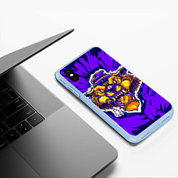 Чехол iPhone XS Max матовый Граффити Лев фиолетовый, цвет: 3D-голубой — фото 2