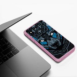 Чехол iPhone XS Max матовый Дикий медведь с узорами славянский, цвет: 3D-розовый — фото 2