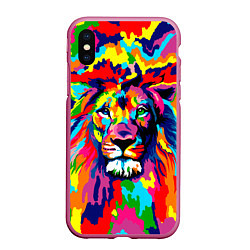 Чехол iPhone XS Max матовый Лев Artistic Art, цвет: 3D-малиновый