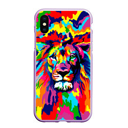 Чехол iPhone XS Max матовый Лев Artistic Art, цвет: 3D-сиреневый