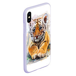 Чехол iPhone XS Max матовый Tiger Art, цвет: 3D-светло-сиреневый — фото 2