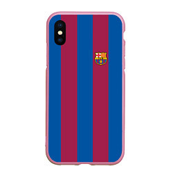 Чехол iPhone XS Max матовый FC Barcelona 2021, цвет: 3D-розовый