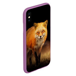 Чехол iPhone XS Max матовый Лиса, цвет: 3D-фиолетовый — фото 2