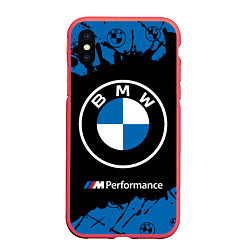 Чехол iPhone XS Max матовый BMW БМВ, цвет: 3D-красный