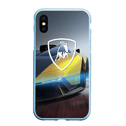 Чехол iPhone XS Max матовый Lamborghini - Italy, цвет: 3D-голубой