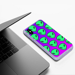 Чехол iPhone XS Max матовый ALIENS, цвет: 3D-светло-сиреневый — фото 2