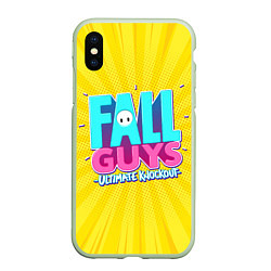 Чехол iPhone XS Max матовый Fall Guys, цвет: 3D-салатовый