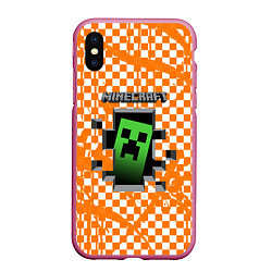 Чехол iPhone XS Max матовый MINECRAFT, цвет: 3D-малиновый