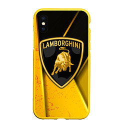 Чехол iPhone XS Max матовый Lamborghini, цвет: 3D-желтый
