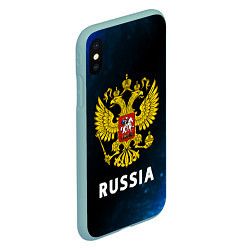 Чехол iPhone XS Max матовый RUSSIA РОССИЯ, цвет: 3D-мятный — фото 2