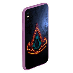 Чехол iPhone XS Max матовый Assassins Creed Valhalla, цвет: 3D-фиолетовый — фото 2