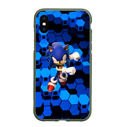 Чехол iPhone XS Max матовый Sonic, цвет: 3D-темно-зеленый