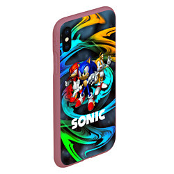 Чехол iPhone XS Max матовый SONIC TRIO, цвет: 3D-малиновый — фото 2