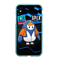 Чехол iPhone XS Max матовый Fall Guys Apex Legends, цвет: 3D-мятный