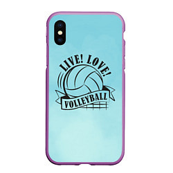 Чехол iPhone XS Max матовый LIVE! LOVE! VOLLEYBALL!, цвет: 3D-фиолетовый