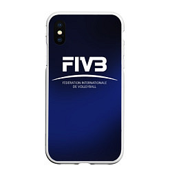 Чехол iPhone XS Max матовый FIVB Volleyball, цвет: 3D-белый