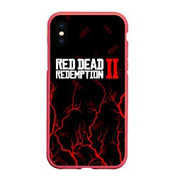 Чехол iPhone XS Max матовый RED DEAD REDEMPTION 2, цвет: 3D-красный