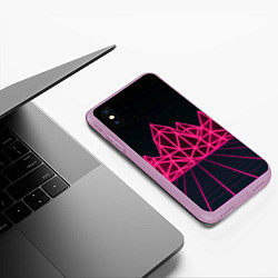Чехол iPhone XS Max матовый Неоновые Горы, цвет: 3D-сиреневый — фото 2
