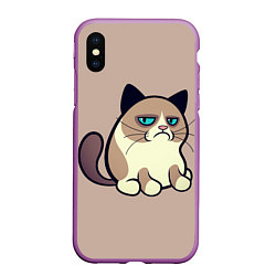 Чехол iPhone XS Max матовый Великий Grumpy Cat, цвет: 3D-фиолетовый