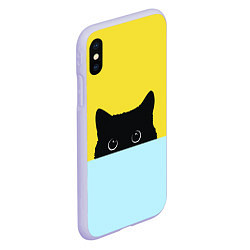 Чехол iPhone XS Max матовый Кот в засаде, цвет: 3D-светло-сиреневый — фото 2