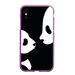Чехол iPhone XS Max матовый Panda, цвет: 3D-фиолетовый