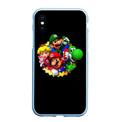 Чехол iPhone XS Max матовый Марио, цвет: 3D-голубой