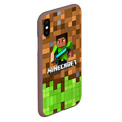 Чехол iPhone XS Max матовый Minecraft logo heroes, цвет: 3D-коричневый — фото 2