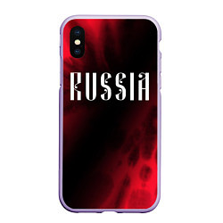 Чехол iPhone XS Max матовый RUSSIA РОССИЯ, цвет: 3D-светло-сиреневый