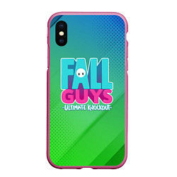 Чехол iPhone XS Max матовый FALL GUYS, цвет: 3D-малиновый