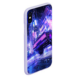 Чехол iPhone XS Max матовый Cyberpunk city, цвет: 3D-светло-сиреневый — фото 2