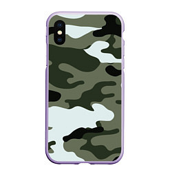 Чехол iPhone XS Max матовый Camouflage 2, цвет: 3D-светло-сиреневый