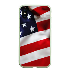 Чехол iPhone XS Max матовый США USA, цвет: 3D-салатовый