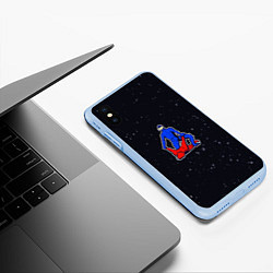 Чехол iPhone XS Max матовый AMONG US space fight, цвет: 3D-голубой — фото 2